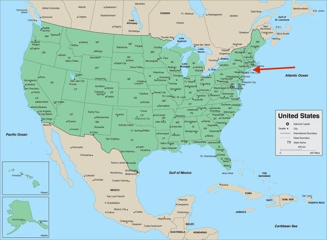 Long Island in New York - Kaart van de VS