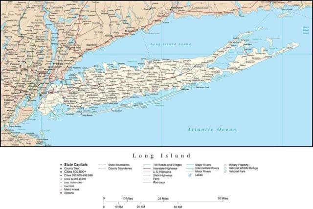 Long Island wegenkaart