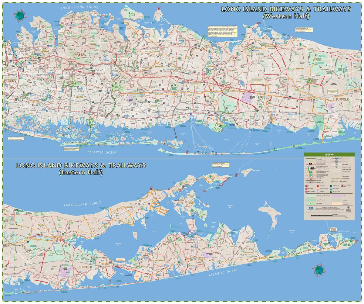 Long Island fietspaden kaart