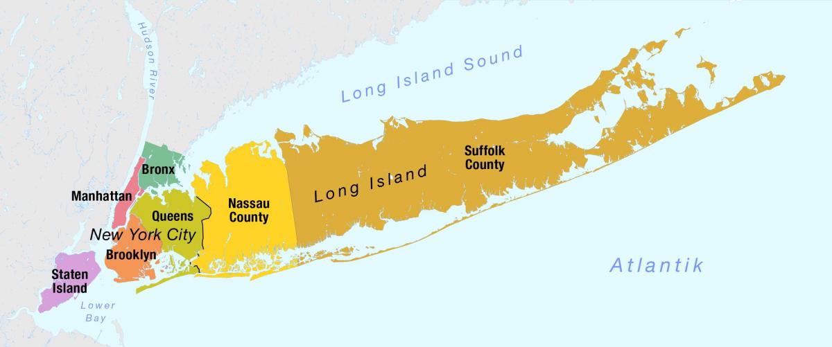 Long Island district kaart