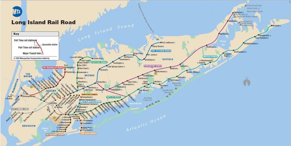 Long Island metro stations kaart