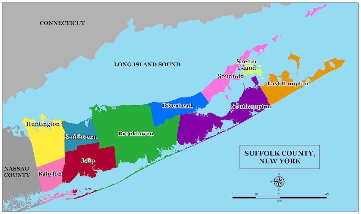 Long Island buurten kaart